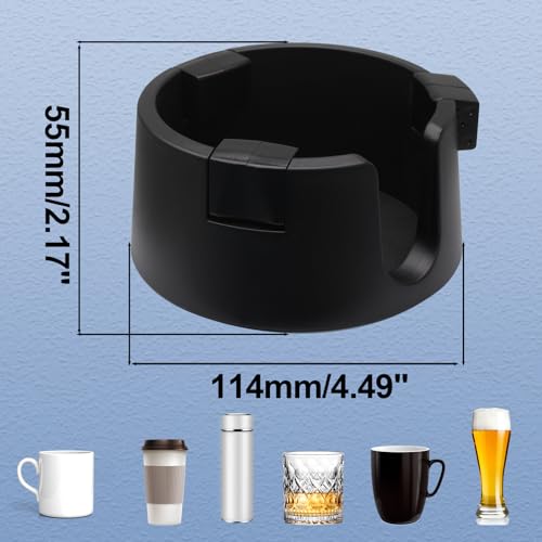 Bonsicoky Anti Spill Cup Holder - Adjustable Plastic Drink Holder - Adhesive Desk Cup Holder for Home Office Couch Table - Black - color: Black