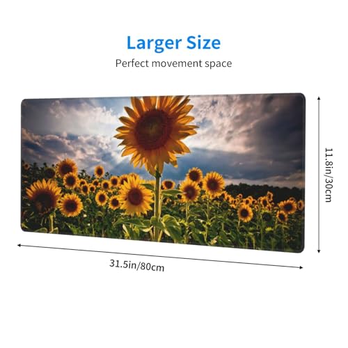 Nature Sunflowers Mouse Pad Large Gaming Mousepad Non-Slip Rubber Base Keyboard Mouse Mat for Laptop Keyboard Desktop 31.5 x 11.8 inch - color: Nature Sunflowers