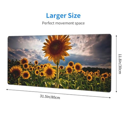 Nature Sunflowers Mouse Pad Large Gaming Mousepad Non-Slip Rubber Base Keyboard Mouse Mat for Laptop Keyboard Desktop 31.5 x 11.8 inch - color: Nature Sunflowers