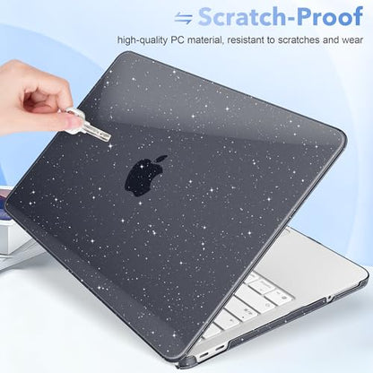 May Chen Compatible with MacBook Neo 13 inch Case 2026 Model A3404, Plastic Hard Shell,Keyboard Cover,Screen Protector,Dust Plug, for MacBook Neo 13" with A18 Pro Chip, Glitter Black - color: Glitter Black