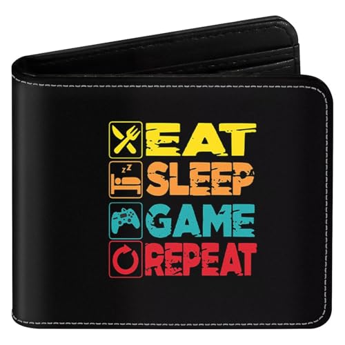 EXXBYELI Boys Wallet Gamepad Leather Wallets Credit Id Card Cash Holder Black Rfid Blocking Zipper Cute Cool Funny Aesthetic Wallets With Coin Pocket Id Window Teen Wallets for Boys Teenager Wallet - color: games-text-1