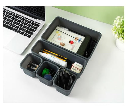 Gonice 18 PCS Black Desk Drawer Organizer Tray, Interlocking Drawer Organizers and Storage with 3 Sizes for Office, Bathroom, Kitchen, Makeup - size: 18 PCS black