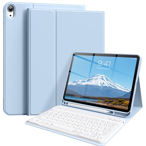 Keyboard Case for iPad (A16) 11th Gen 11 Inch 2025, iPad 10th Generation 10.9 inch 2022 with Pencil Holder, Wireless Keyboard and Slim Lightweight Soft Cover Auto Wake/Sleep, Blue - color: Blue
