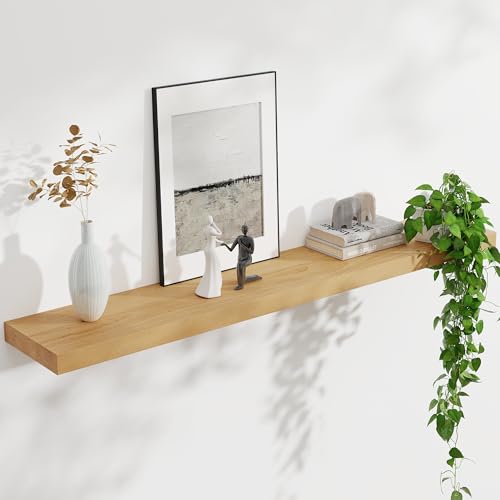 FLYJOE Floating Shelves for Wall, USA-Sourced Brich Wood 48 Inch Long Wall Shelves, Natural Wooden Mounted Picture Ledge Shelf, Nursery Book Storage Shelf Kids Bookshelf, Display Shelf for Bathroom - color: Usa-sourced Brich Wood, size: 48''W, 1Pack