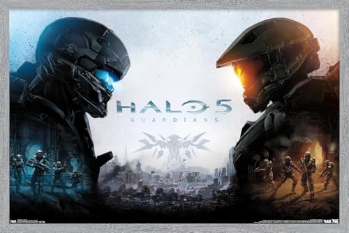 Halo 5 - Key Art Wall Poster, 22.4L" x 14.7W", Gray Framed Version - color: Gray Framed Version, size: 22.4"L x 14.7"W