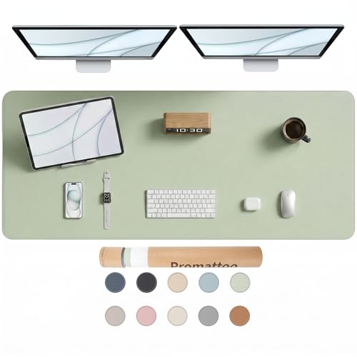 Large Desk Pad Non-Slip Desk Mat Protector for Keyboard Mouse Waterproof Vegan Leather Surface Faux Leather Laptop Mat Smooth Mouse Pad Premium Gift Tube Matcha Green 55" x 23" - color: Matcha Green, size: 55" x 23"