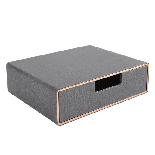 Stackable Organizer Drawer PU Leather Classic Handmade,Organize Home Office Desk Accessories and Sort Letter-Size Paper/a4 Document,Desktop Caddy with Drawers Storage,13.1x10x3.7inches,Grey - color: Grey Linen Texture