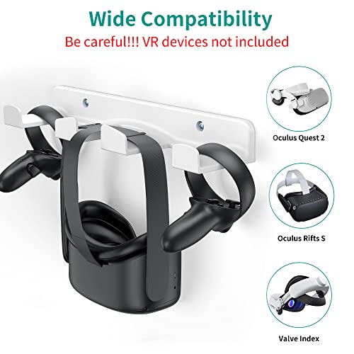 HomeMount VR Wall Mount Storage Stand Hook-for Meta/Oculus Quest 2/Quest/Rift/Rift S/Valve Index/HTC Vive/HP Reverb G2/ PlayStation VR Headsets, Gaming Controller Hanger Space Saving（White） - color: White