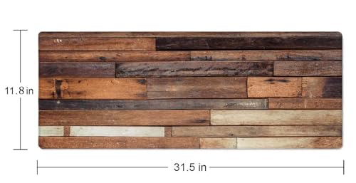Desk Mat, Old Wood Plank Texture Extended Gaming Mouse Pad Large, 31.5"x11.8" Big Mouse Pad with Non-Slip Base and Stitched Edge, Long Computer Keyboard Mouse Mat for Home Office Work - color: Old Wood Plank Texture
