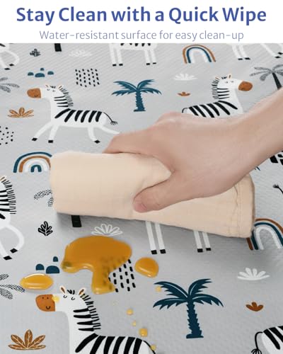 Blissful Diary Baby Splat Mat for Under High Chair, 50.4 x 50.4 Inch Wipeable Splash Mat, Waterproof and Washable, Anti-Slip Floor Protector, Gray Zebra - color: Gray Zebra