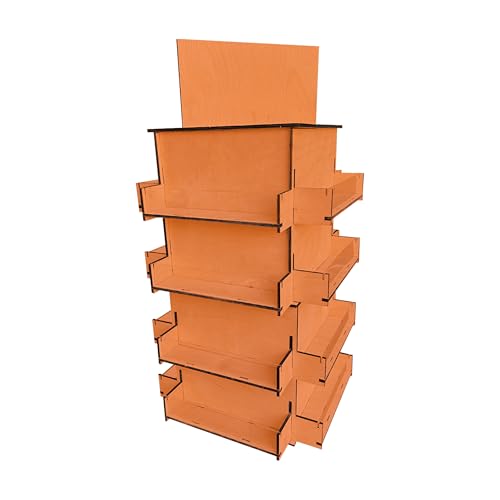 TORCHED DISPLAYS 4-Sided Rotating Display Stand - Craft Shows, Trade Shows, Markets - Small & Medium-Sized Items like Stickers, Postcards, Coasters, Note Pads, Napkins, Easy to Assemble (Orange) - color: Orange