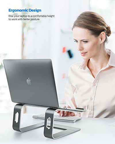 Nulaxy All-Aluminum Laptop Stand for Desk, Ergonomic Detachable Ventilated Cooling Computer Riser, Anti-Slip Design Notebook Holder Compatible with All 10-16" Laptops (MacBook, Dell XPS, HP, Lenovo) - color: A-Grey