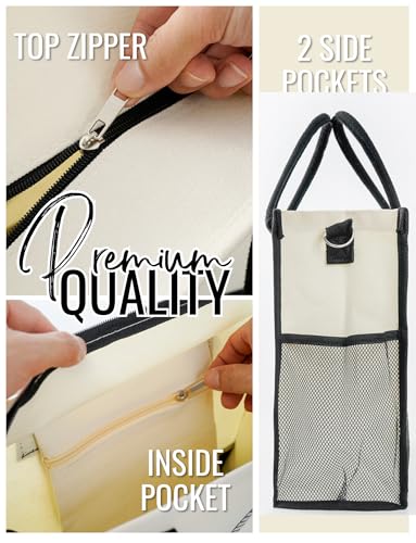 InnoBeta Gamer Gifts for Women & Gamer Girls, Canvas Tote Bag on Christmas or Birthday, Tote with Top Zipper Closure and Shoulder Strap
