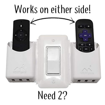 The No-Screwups Remote Control Holder by Mount Genie (White): Wall Mount with No Damaging Screws or Tape. Installs in Seconds on Any Light Switch. Great for TV, Ceiling Fan and Roku Remotes. - color: White