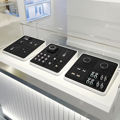 Oirlv Microfiber 4 Slots Jewelry Earring Display Tray Modular Customizable Jewelry Tray - style: P13702
