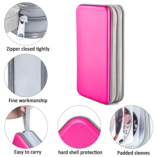 DVD Case, Bivisen CD Case Holder Wallet Binder 96 Capacity CD/DVD Cases Storage Holder Binder Organizer Wallet Book for Car Home Travel (Hot Pink) - color: Hot Pink