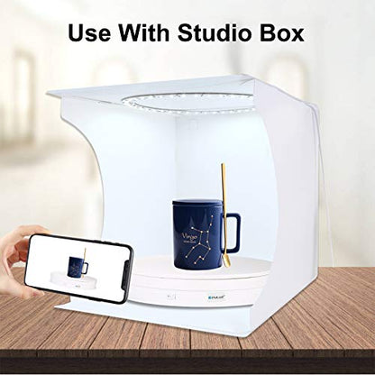 PULUZ 360 Degree Photography Turntable Rotating Display Stand, 11.2in(28cm) Diameter 360 Degree Turntable Display Stand for Photography Video Shooting Props Jewelry, Max Load 44Lb (White) - size: 11.3inch/White