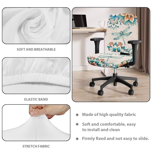 Dragonfly Office Chair Covers 2 Piece Washable Seat and Back Cover Boho Flower Computer Chair Seat Covers Universal Fit Most Wheelchairs,Computer Chairs,Gaming Chairs Padded Covers - color: Dragonfly 2