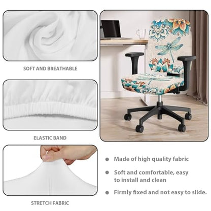 Dragonfly Office Chair Covers 2 Piece Washable Seat and Back Cover Boho Flower Computer Chair Seat Covers Universal Fit Most Wheelchairs,Computer Chairs,Gaming Chairs Padded Covers - color: Dragonfly 2