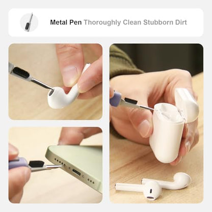Hyashee Cleaner Kit for Airpods Pro 1 2 3 Multi-Function Cleaning Pen with Soft Brush Flocking Sponge for Bluetooth Earphones Case Cleaning Tools (Lavender Purple) - color: Lavender Purple