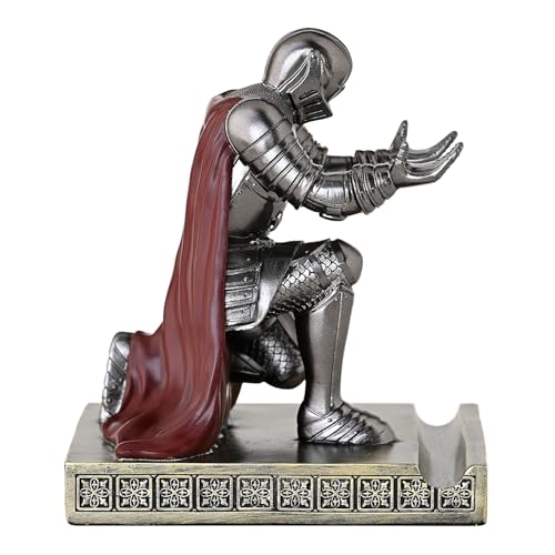 Windbreaker Soldier Knight Pen Holder Personalized Desk Accessory, Mobile Phone & Gaming Controller Holder, Device Stand Gift for Medieval Enthusiasts (Iron) - color: Iron