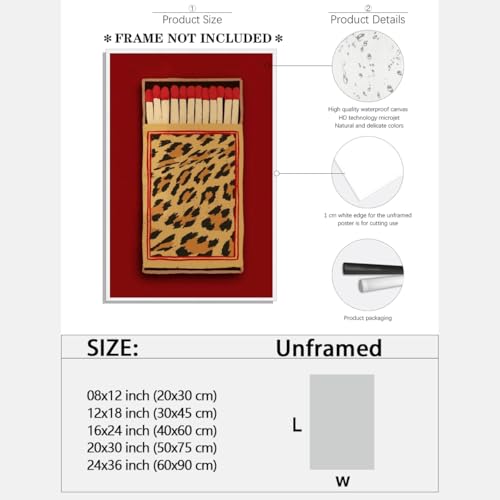 Retro Matchbox Wall Art Vintage Trendy Leopard Canvas Poster Leopard Print Art Bar Cart Dorm Room Decor 24x36inch Unframed - color: style-3-Unframed, size: 24"L x 36"W