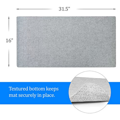 Felt Desk Pad- 31x16 with Non-Slip Backing (Light Gray) - color: Light Gray