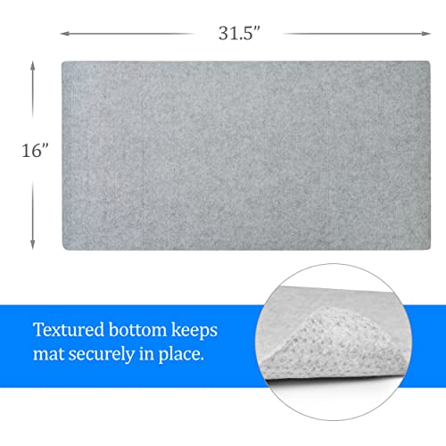 Felt Desk Pad- 31x16 with Non-Slip Backing (Light Gray) - color: Light Gray