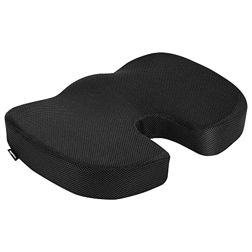 Amazon Basics Comfortable Seat Cushion for Office Chairs, Enhanced Memory Foam with Cooling Gel, Non-Slip, Long Sitting Support, Black - size: Seat Cushion, style: Memory Foam