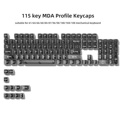 dagaladoo Clear keycaps,Transparent Keyboard keycaps,Jelly Key caps Set,Shine Through keycap,MDA Profile Keyboard caps for Mx Switches Mechanical Keyboard(Black Grey,115-keys) - color: Black Grey