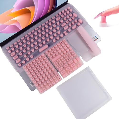 Long Nail Keyboard Stickers & Cover for Long Nails - 119 Keys Set, Fits 15-17 Inch Laptops, Portable Plastic Storage Case, Ideal Gift (Pink) - color: Cute Pink