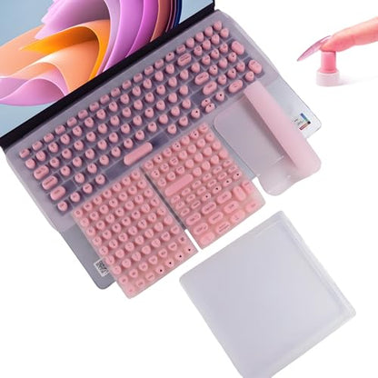 Long Nail Keyboard Stickers & Cover for Long Nails - 119 Keys Set, Fits 15-17 Inch Laptops, Portable Plastic Storage Case, Ideal Gift (Pink) - color: Cute Pink