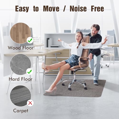 Blvornl Office Chair Mat for Hardwood Floor, 40"x 55" Desk Mat for Hard Wood, Large Anti-Slip Hard Floor Protector Rolling Chair Mat, PVC Mat Desk Rug for Office Home, Dark Grey - color: Dark Grey, size: 40" x 55"