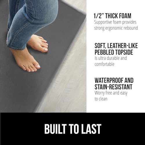 GORILLA GRIP Comfortable Cushioned Kitchen Mats for Floor, 1/2 Inch Thick Ergonomic Standing Desk Anti Fatigue Mat, Waterproof and Stain Resistant Pebbled Top, Padded Foam Rug, 17x24 + 17x48, Charcoal - color: Charcoal, size: 17" x 24" + 17" x 48" x 1/2"