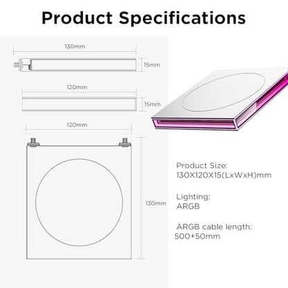 PC Case ARGB Square Figurine Shelf, Figure Stand, Infinity Mirror Design Floating PC Shelf for Figure - 120mm Fan Accessories-White - color: White