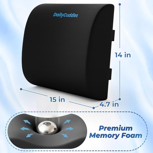 Lumbar Support Pillow for Office Chair Back Support - Memory Foam Lumbar Pillow for Car or Gaming Chair, Ergonomic Back Cushion with Adjustable Strap for Long-Hour Sitting (Black,X-Large) - color: Black, size: X-Large