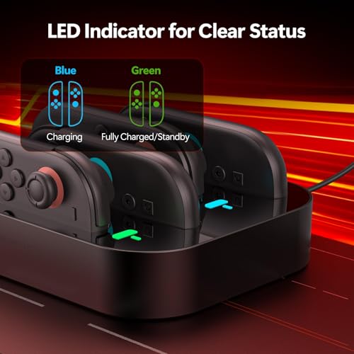 Gagaking Charging Dock for Nintendo Switch 2, Fast Charger Station for JoyCon 2 Accessories with LED Indicators,Multi-Protection Safety,USB-C,4 in 1 Portable Organizer for Controllers