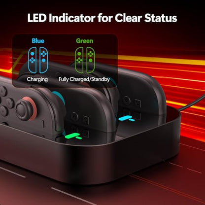 Gagaking Charging Dock for Nintendo Switch 2, Fast Charger Station for JoyCon 2 Accessories with LED Indicators,Multi-Protection Safety,USB-C,4 in 1 Portable Organizer for Controllers