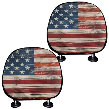 American Flag Auto Head Rest Cover 2Pcs Soft Stretchy Car Seat HeadRest Cover Protector,Universal Head Rest Covering for SUV Truck Vehicles - color: American flag