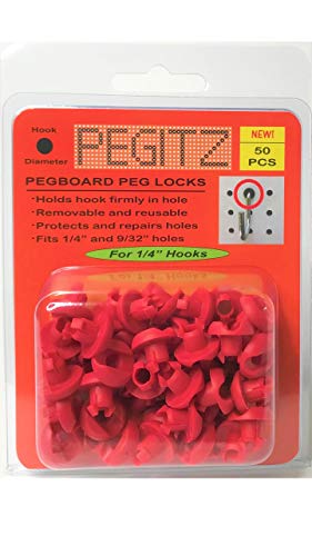 Pegboard Peg Locks 50PCS (1/4 inch, Red) - color: Red, size: 1/4 Inch