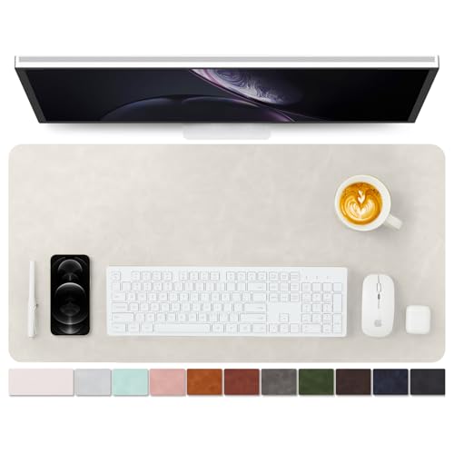 Distressed Leather Desk Mat - Non-Slip PU Desk Pad for Office and Home - Desk Organization and Accessories - Ideal for Large Mouse Pad and Desk Mats on Top of Desks(Sandstone,31.5"x 15.7") - color: Sandstone, size: 31.5" x 15.7"