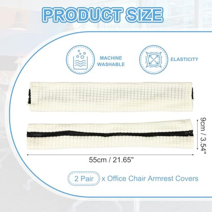 PATIKIL 22x4 in Office Chair Armrest Covers, 2 Pair Office Chair Arm Covers Long Computer Chairs Arm Rest Cover with Zipper Removable Rest Slipcover Hand Rest Protector, Natural White - color: Natural White