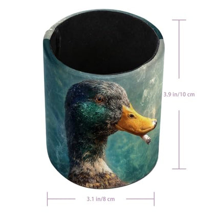 Duck Pen Holder Pencil Organizer for Desk, 3.1” x 3.1” x 3.9” Pencil Cup Office Supplies, Large Capacity Cute Pen and Makeup Brush Holder for Desktop, Home, School - color: Duck