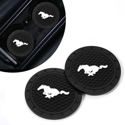 2PCS Car Cup Holder Coasters,Non-Slip Car Coasters for Mustang Snake Speedstar Evos Everest GT Shelby Mach-E Grand,Vehicle Inner Accessories for Cup Insert Mat,Silicone - color: Bd-yma