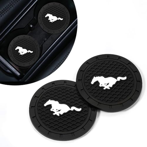 2PCS Car Cup Holder Coasters,Non-Slip Car Coasters for Mustang Snake Speedstar Evos Everest GT Shelby Mach-E Grand,Vehicle Inner Accessories for Cup Insert Mat,Silicone - color: Bd-yma
