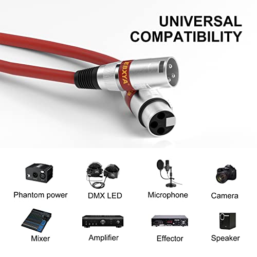 EBXYA XLR Cable 10 ft 10 Packs - Premium Balanced DMX Cable, XLR Male to Female Microphone Cable - color: 10 Colors, size: 10ft