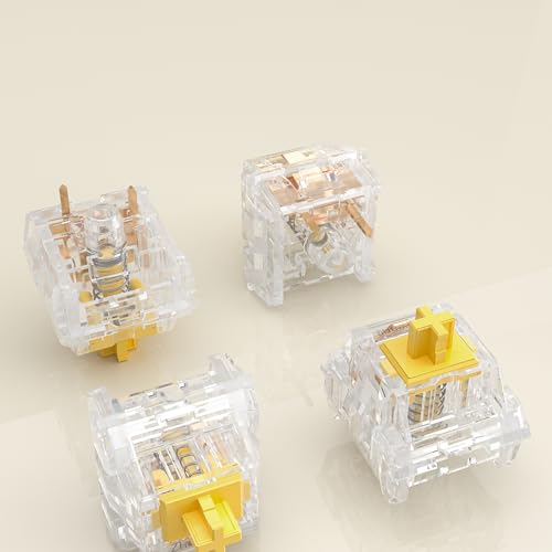 Zhouwang Crystal Yellow Switches, 3-Pin Pre-Lubricated Linear Switches, Dustproof and Waterproof for Mechanical Keyboards. (36Pcs) - color: Crysta yellow, size: 36Pcs