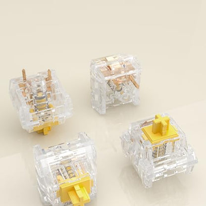 Zhouwang Crystal Yellow Switches, 3-Pin Pre-Lubricated Linear Switches, Dustproof and Waterproof for Mechanical Keyboards. (36Pcs) - color: Crysta yellow, size: 36Pcs