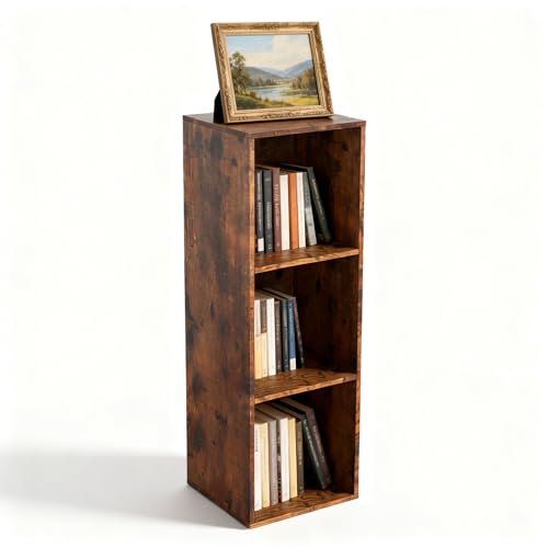 Cube Storage Organizer, 3 Cube Retro Bookshelf, Freestanding 3 Tier Open Shelf, Rustic Brown Retro Shelves for Home Office, Bedroom, Living Room, Study - color: Rustic Brown, size: 3-Cube