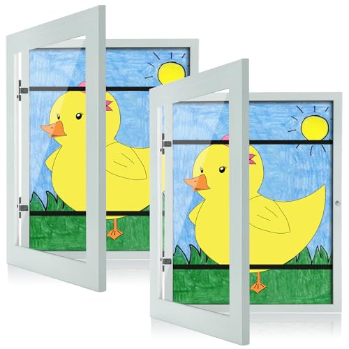 [2-Pack] Kids Art Frames, 8.5x11 Front Opening Kids Artwork Frames Changeable, Pale Green Artwork Display Storage Frame for Wall, Holds 50 Pcs, for 3D Picture, Crafts, Children Drawing, Hanging Art, - color: 2#Light Green, size: 8.5x11"
